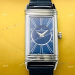 Swiss Replica Jaeger LeCoultre Reverso Duetto Women Watch SS Blue Dial